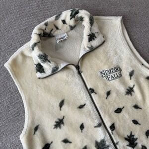 Vintage‎ Cityscape Ladies Niagara Falls Leaf  Fleece Vest Size Medium